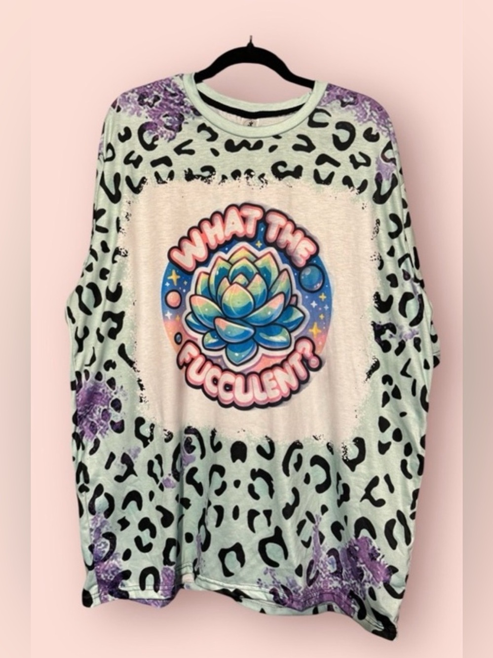 What The Succulent? Graphic Tee 3X Leopard Print Mint Green Boutique Top